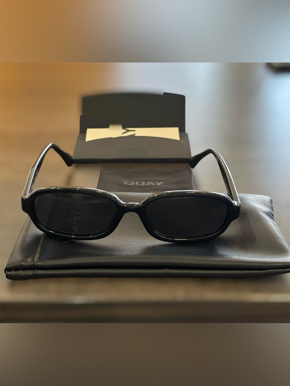 Quay Australia Black Oval Sunglasses Unisex